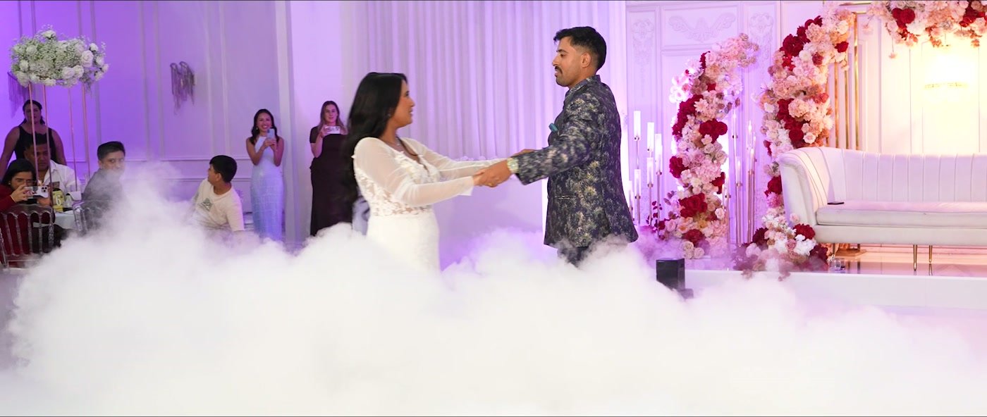 The first dance, the room filled with low cloud