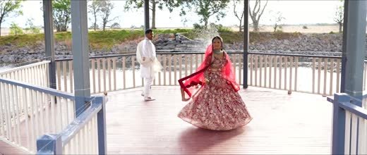 The couple meeting on the deck before the ceremony